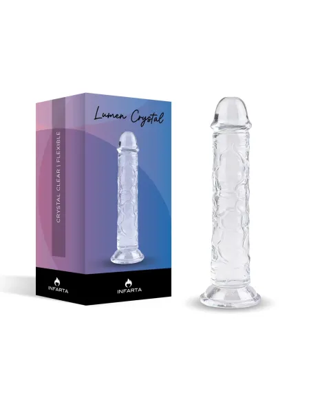 Consolador transparente lumen crystal de tpe flexible con ventosa 16 cm | Infarta toys | Dildos macizos