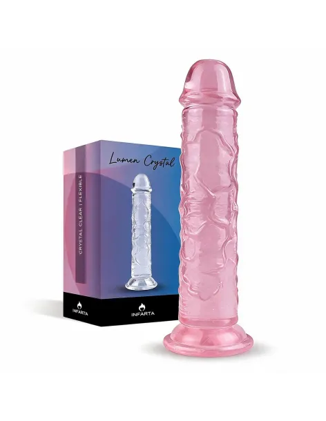 Consolador rosa lumen crystal de tpe flexible con ventosa 16 cm | Infarta toys | Dildos macizos