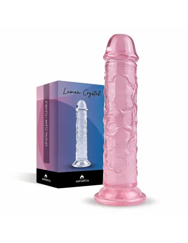 Consolador rosa lumen crystal de tpe flexible con ventosa 16 cm | Infarta toys | Dildos macizos