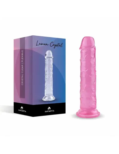 Consolador rosa lumen crystal de tpe flexible con ventosa 16 cm | Infarta toys | Dildos macizos