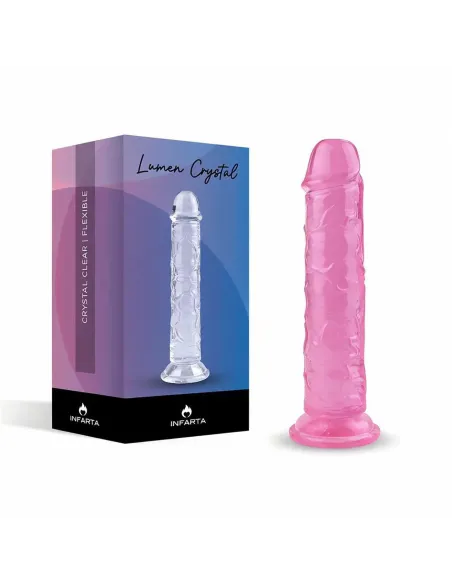 Consolador rosa lumen crystal de tpe flexible con ventosa 16 cm | Infarta toys | Dildos macizos