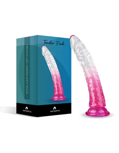 Consolador curvo tender pink de tpe transparente degradé con ventosa 22 cm | Infarta toys | Dildos macizos
