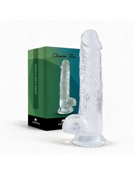 Consolador transparente clearon flex de tpe flexible con ventosa 21 cm | Infarta toys | Realísticos