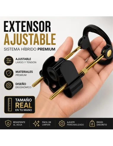 Extensor de pene hybrid realov talle m negro con correa de silicona | Realov | Fundas y extensiones