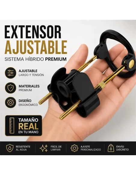 Extensor de pene hybrid realov talle m negro con correa de silicona | Realov | Fundas y extensiones