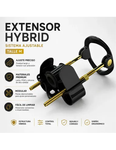 Extensor de pene hybrid realov talle m negro con correa de silicona | Realov | Fundas y extensiones
