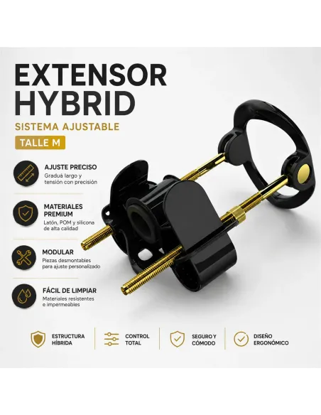 Extensor de pene hybrid realov talle m negro con correa de silicona | Realov | Fundas y extensiones