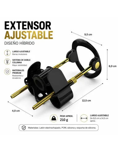 Extensor de pene hybrid realov talle m negro con correa de silicona | Realov | Fundas y extensiones