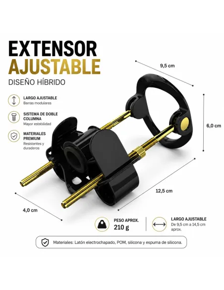 Extensor de pene hybrid realov talle m negro con correa de silicona | Realov | Fundas y extensiones