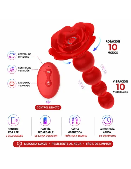 Plug anal vibrante y giratorio rosaline secwell con control remoto y app | Secwell | Vibradores