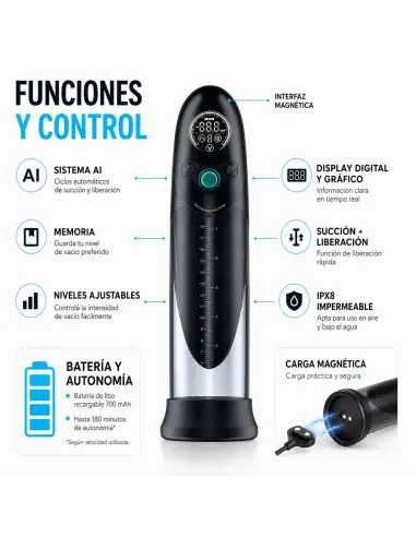 Bomba de vacío sumergible inteligente bathfun pro deepsea con manga maxfit | Realov | Erectores y bombas de vacio