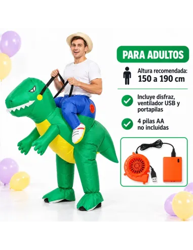 Disfraz de dinosaurio verde inflable fiestas 150-190cm | Infarta toys | Disfraces para fiestas