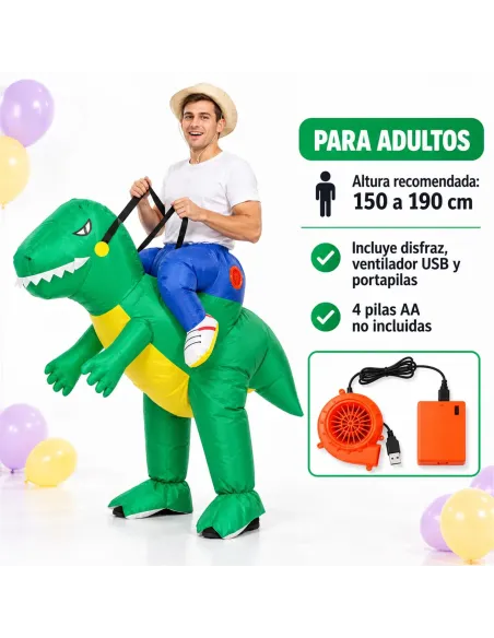 Disfraz de dinosaurio verde inflable fiestas 150-190cm | Infarta toys | Disfraces para fiestas