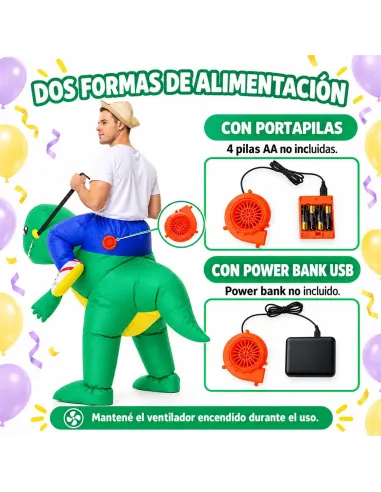 Disfraz de dinosaurio verde inflable fiestas 150-190cm | Infarta toys | Disfraces para fiestas