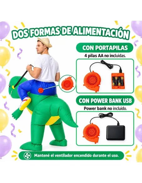 Disfraz de dinosaurio verde inflable fiestas 150-190cm | Infarta toys | Disfraces para fiestas