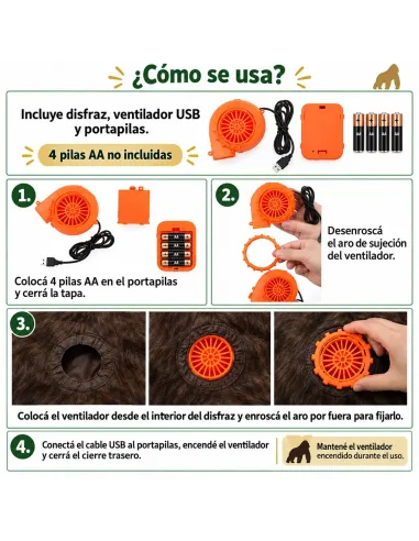 Disfraz de king kong inflable fiestas 150-190cm | Infarta toys | Disfraces para fiestas