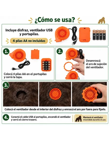 Disfraz de king kong inflable fiestas 150-190cm | Infarta toys | Disfraces para fiestas