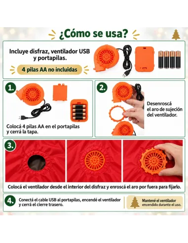 Disfraz de papa noel inflable fiestas 150-190cm | Infarta toys | Disfraces para fiestas