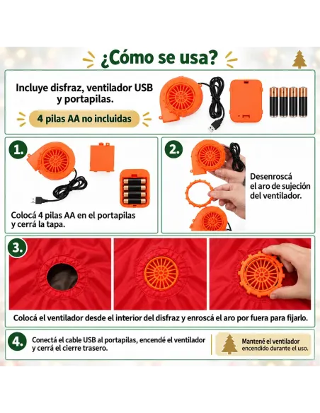 Disfraz de papa noel inflable fiestas 150-190cm | Infarta toys | Disfraces para fiestas