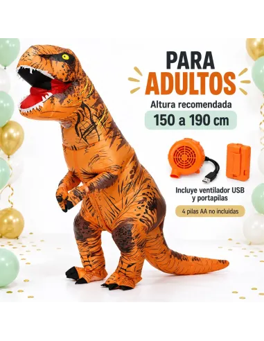 Disfraz de t-rex naranja inflable fiestas 150-190cm | Infarta toys | Disfraces para fiestas