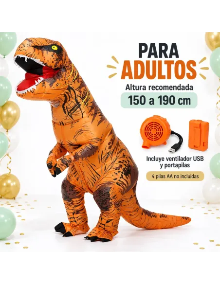 Disfraz de t-rex naranja inflable fiestas 150-190cm | Infarta toys | Disfraces para fiestas