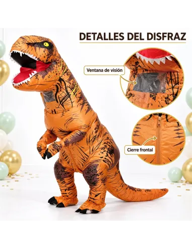 Disfraz de t-rex naranja inflable fiestas 150-190cm | Infarta toys | Disfraces para fiestas