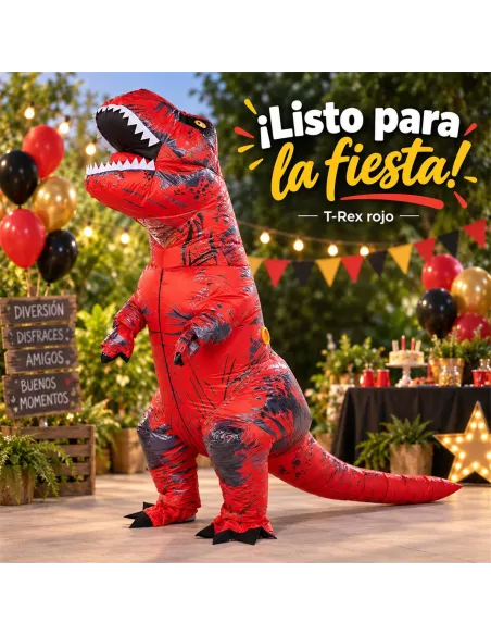 Disfraz de t-rex rojo inflable fiestas 150-190cm | Infarta toys | Disfraces para fiestas