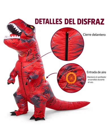 Disfraz de t-rex rojo inflable fiestas 150-190cm | Infarta toys | Disfraces para fiestas