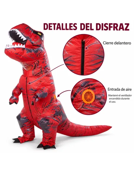 Disfraz de t-rex rojo inflable fiestas 150-190cm | Infarta toys | Disfraces para fiestas