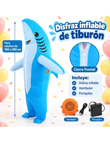 Disfraz de tiburon azul inflable fiestas 150-190cm | Infarta toys | Disfraces para fiestas