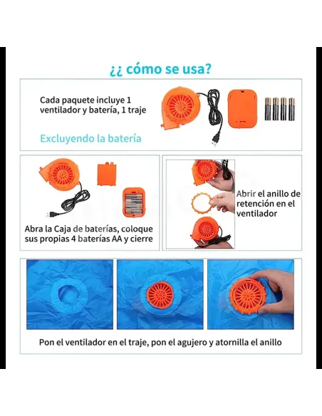 Disfraz de tiburon azul inflable fiestas 150-190cm | Infarta toys | Disfraces para fiestas