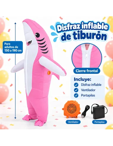 Disfraz de tiburon rosa inflable fiestas 150-190cm | Infarta toys | Disfraces para fiestas