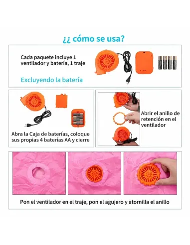 Disfraz de tiburon rosa inflable fiestas 150-190cm | Infarta toys | Disfraces para fiestas