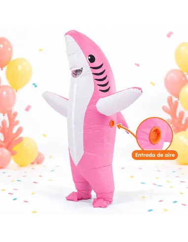 Disfraz de tiburon rosa inflable fiestas 150-190cm | Infarta toys | Disfraces para fiestas