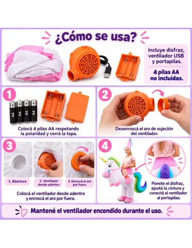 Disfraz de unicornio inflable fiestas 150-190cm | Infarta toys | Disfraces para fiestas
