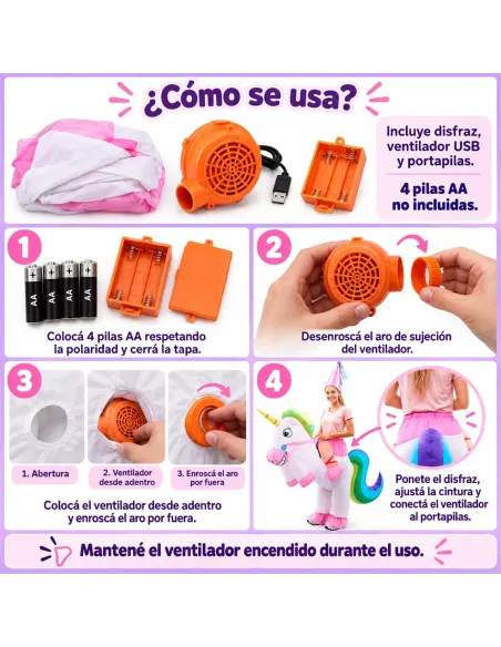 Disfraz de unicornio inflable fiestas 150-190cm | Infarta toys | Disfraces para fiestas