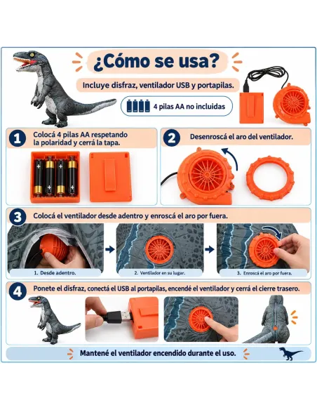 Disfraz de velociraptor inflable fiestas 150-190cm | Infarta toys | Disfraces para fiestas