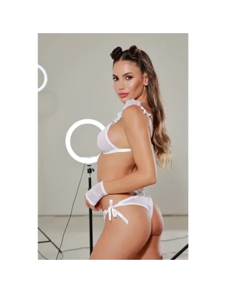 Gianna - conjunto triangulo plumeti con mitones blanco talle 95 | Mordisco | Conjuntos
