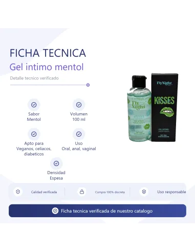 Kisses gel intimo mentol 100ml | Fly night | Intimos