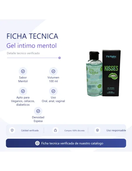Kisses gel intimo mentol 100ml | Fly night | Intimos