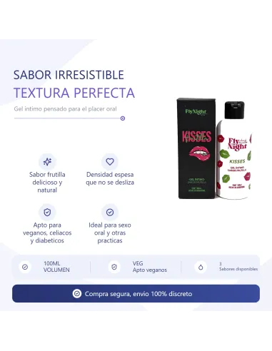 Kisses gel intimo strawberry 100ml | Fly night | Intimos