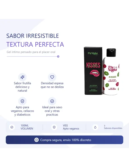 Kisses gel intimo strawberry 100ml | Fly night | Intimos