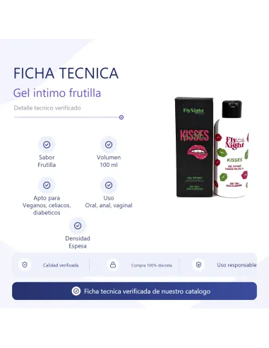 Kisses gel intimo strawberry 100ml | Fly night | Intimos