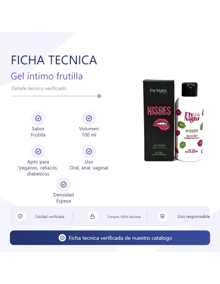 Kisses gel intimo strawberry 100ml | Fly night | Intimos