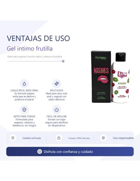 Kisses gel intimo strawberry 100ml | Fly night | Intimos
