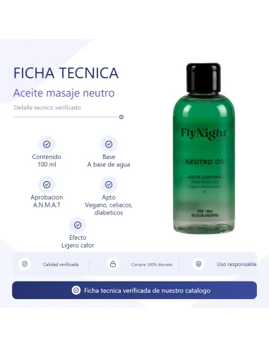 Aceite masaje neutro 100ml | Fly night | Corporales