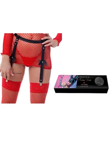 Portaligas moño negro - eco cuero | Infarta fetish | Portaligas