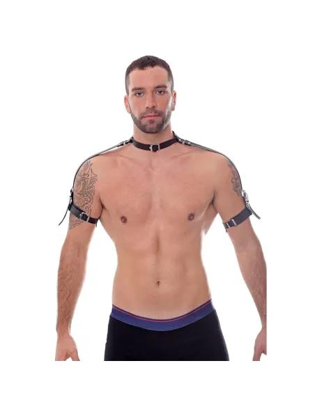 Arnes de cuello y brazos regulable - eco cuero negro | Infarta fetish | Accesorios y outfits