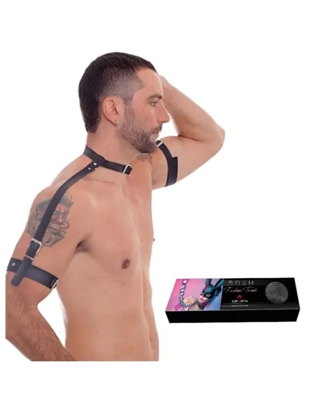 Arnes de cuello y brazos regulable - eco cuero negro | Infarta fetish | Accesorios y outfits