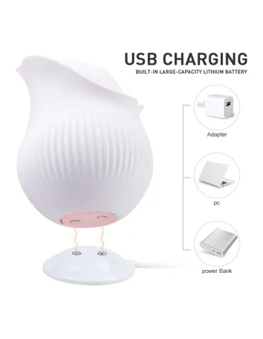 Vibrador white rose estimulador clitoris usb recargable 10 funciones 6cmx7cm | S-hande | Estimuladores clítoris